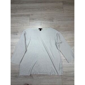 St. John Womens Metallic Silver Knit Boat Neck 3/4 Sleeve Sweater Large